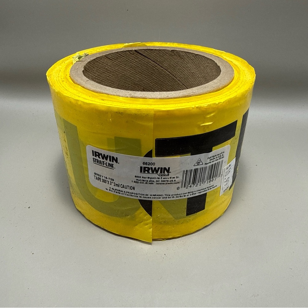 Yellow Caution Tape 3 in. x 300ft. Roll New Unopened NOS IRWIN TOOLS 66200 USA
